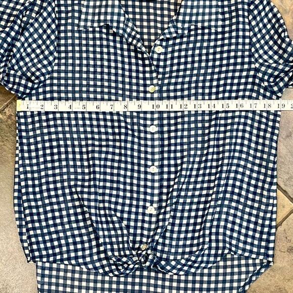 About A Girl Plaid Sheer Button Down Long Sleeve Medium - Picture 7 of 9